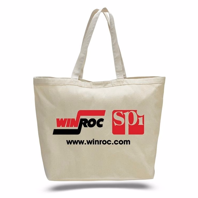 12 oz Canvas Shopping Tote Bag with Velcro Closure - 23"x17"x6"