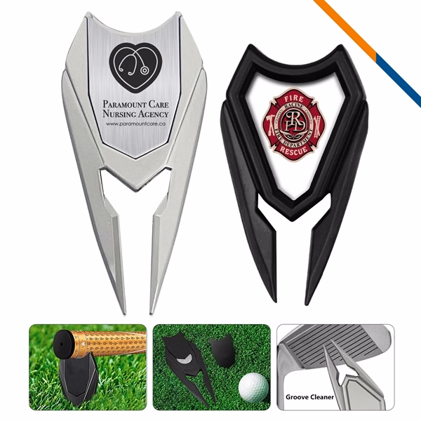 Custom 5-in-1 Zinc Alloy Divot Tool with Spartan Helmet Design — Golf Multi Tool Gift