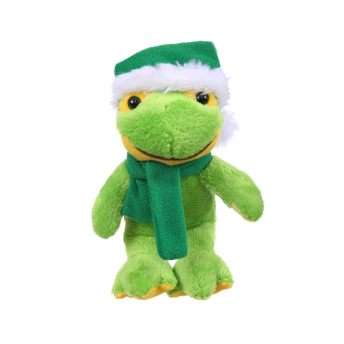 Soft Plush Stuffed Frog with Christmas Hat and Scarf 1