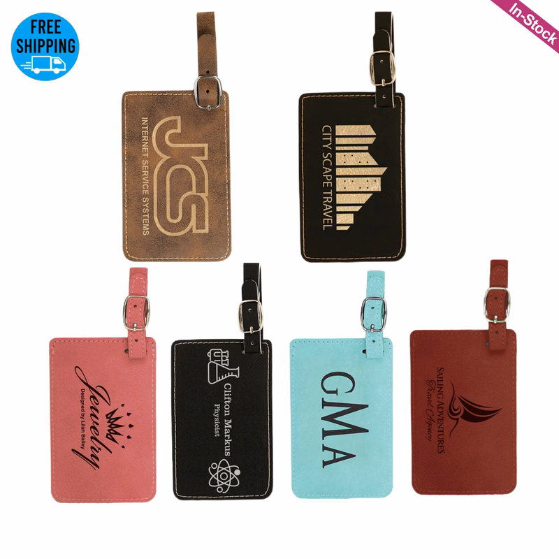 Laser Engraved Vegan Leather Luggage Tags