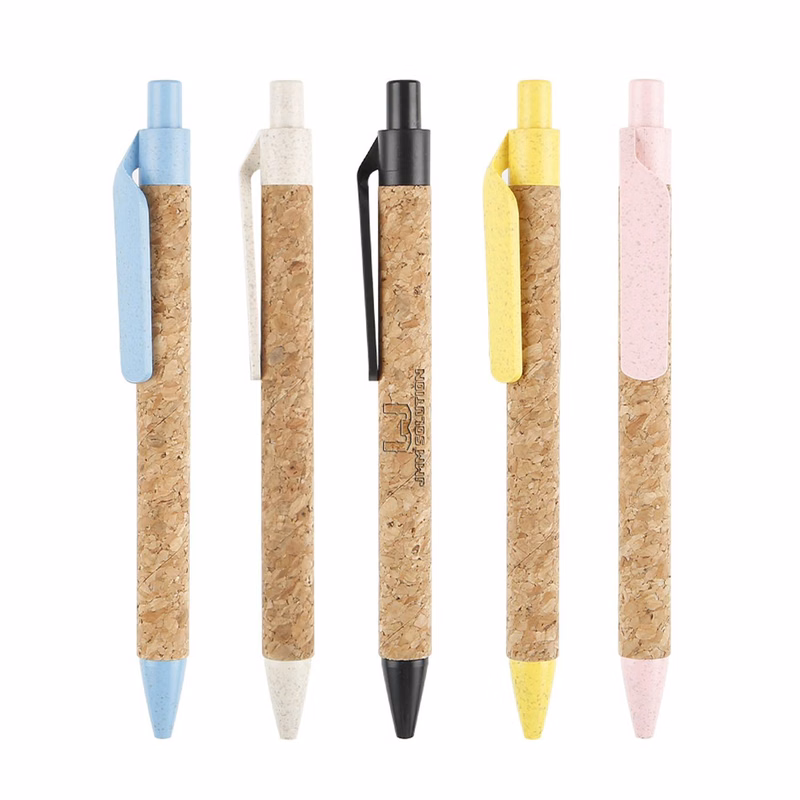 Retractable Wheat Straw Cork Ballpoint Pen