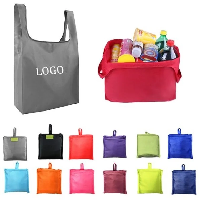 Portable Oxford folding tote shopping bag, custom tote bag with logo imprint 1