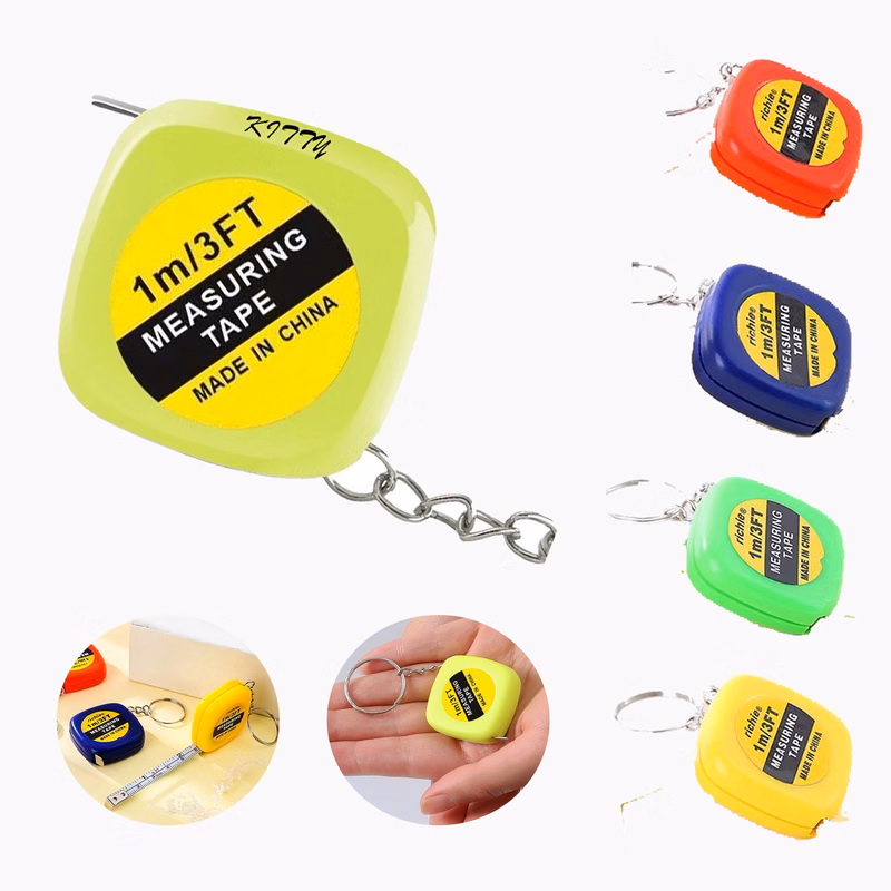Automatic retractable 1m square tape measure keychain pendant
