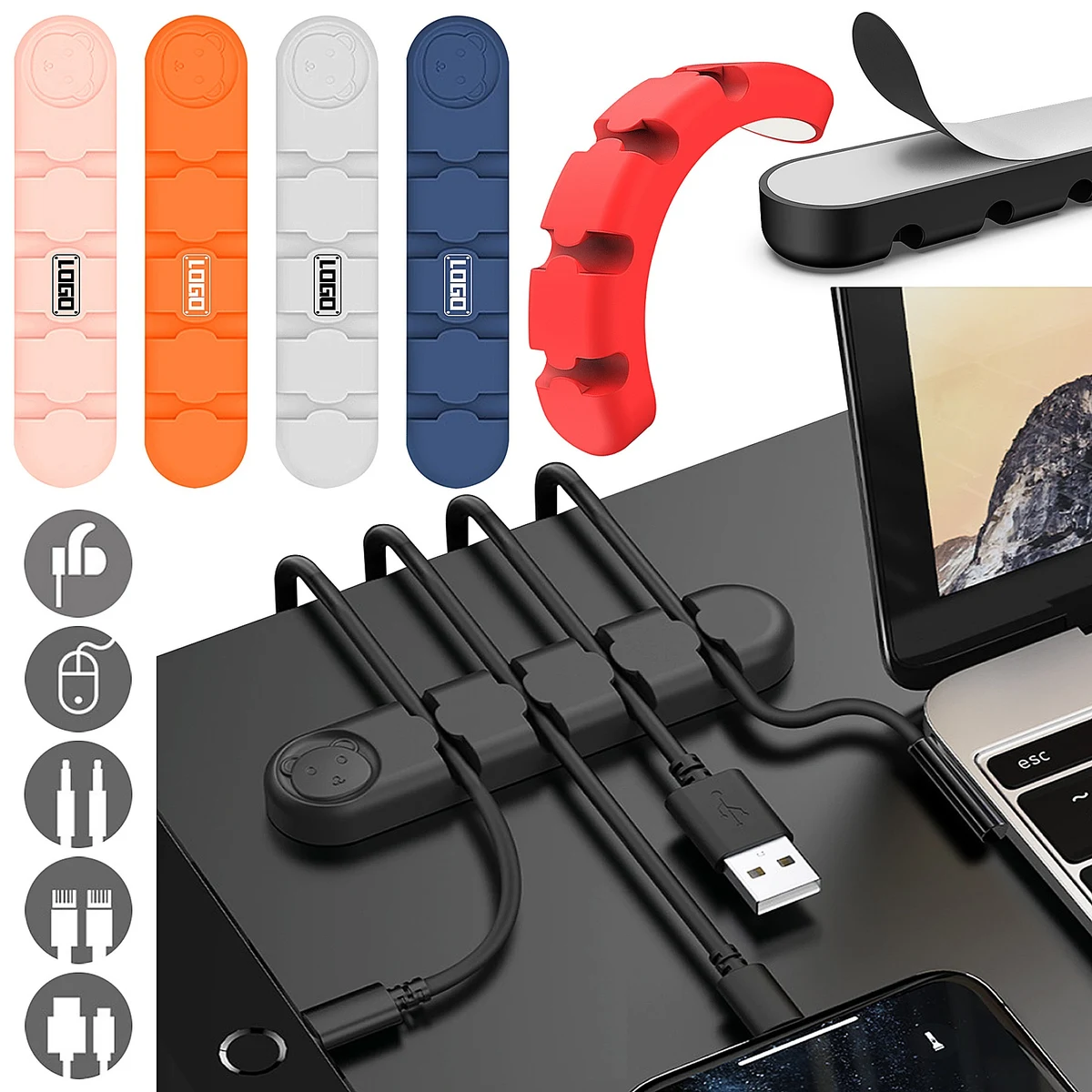 Silicone 4 Slots Desk Cable Organizer 1