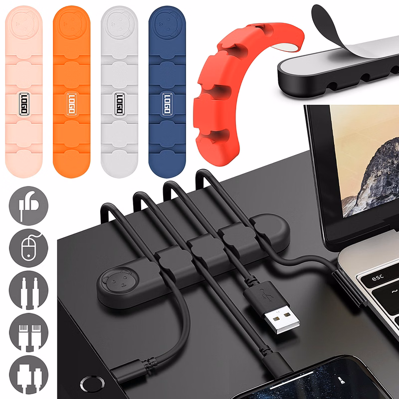 Silicone 4 Slots Desk Cable Organizer