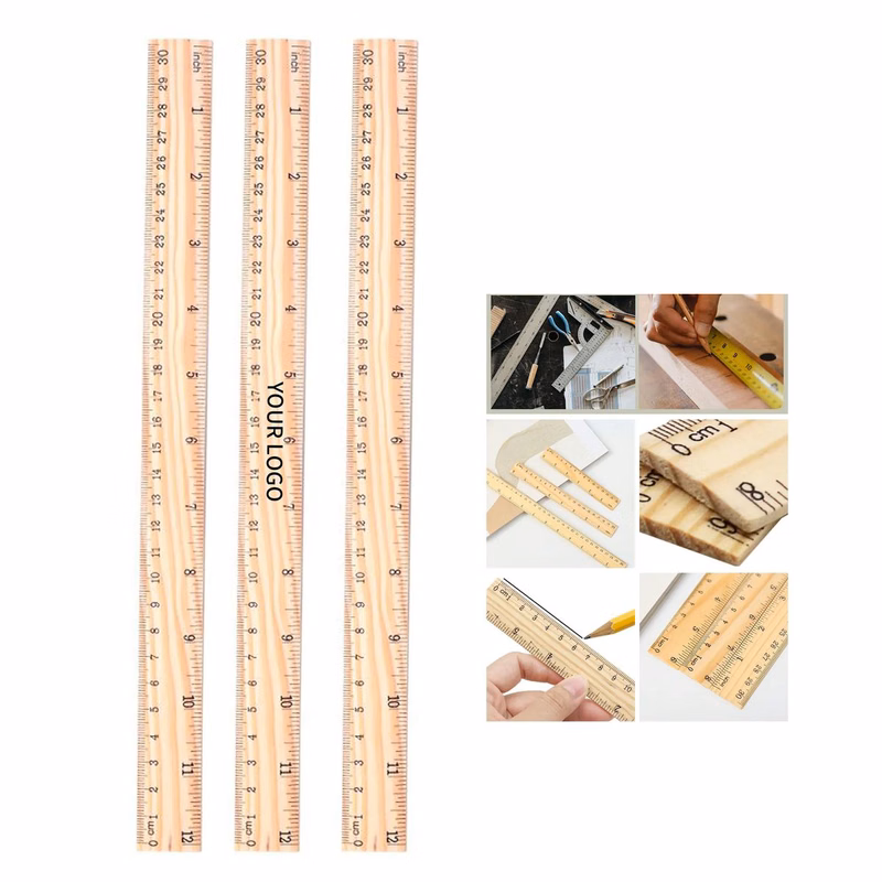 Wooden Ruler 12 Inch with Clear Scale Markings