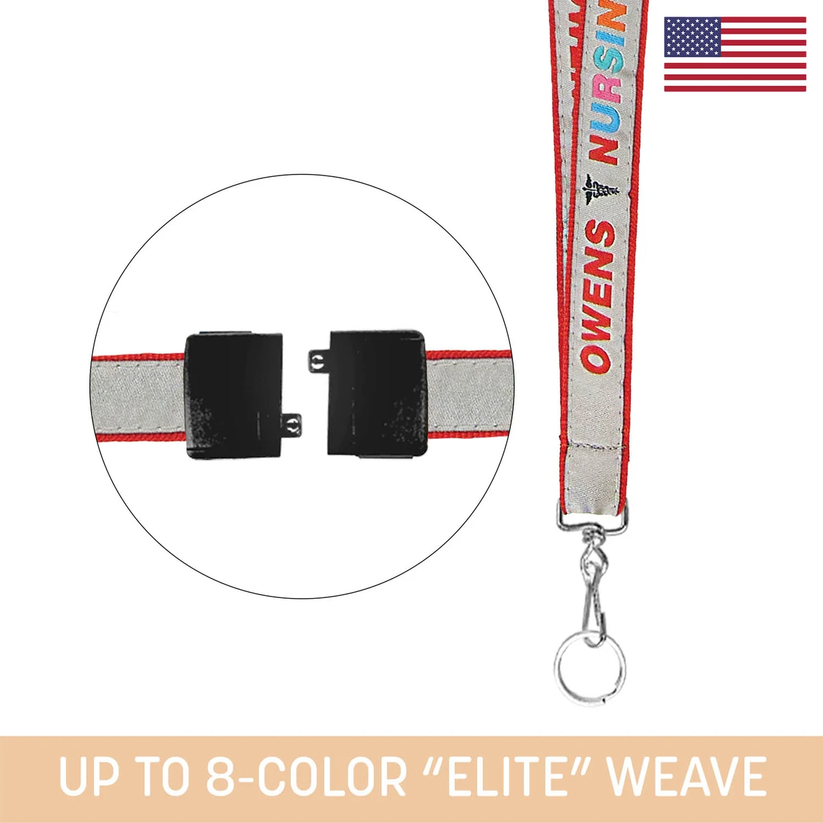 3/4" Woven Lanyard w/ Swivel Snap & Split Ring and Back Breakaway- "Elite" Weave 1