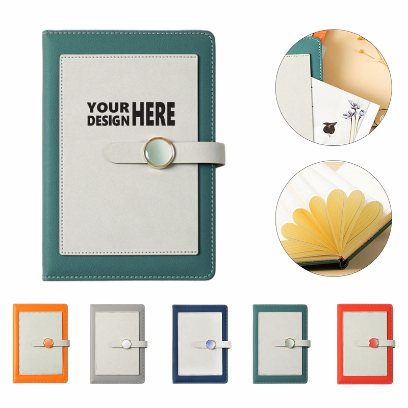 Customizable A5 Color Pocket Blocked Buckle Notebook
