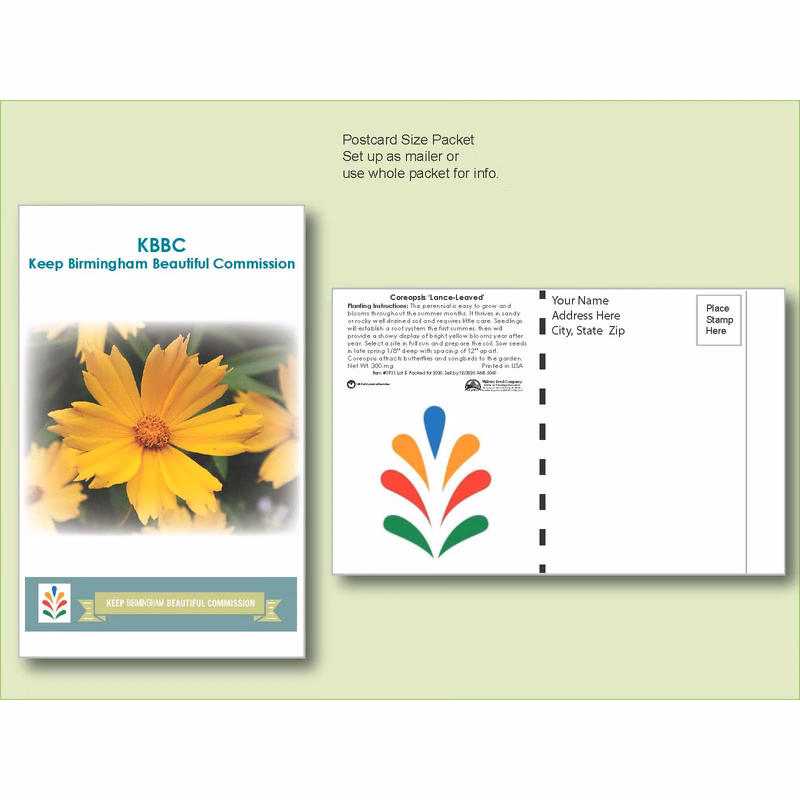 Coreopsis Lance-Leafed Seed Packet - Postcard Mailer Size 4" x 6.5"