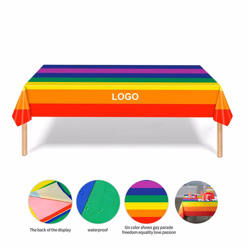 Rainbow Plastic Tablecloth (direct import)