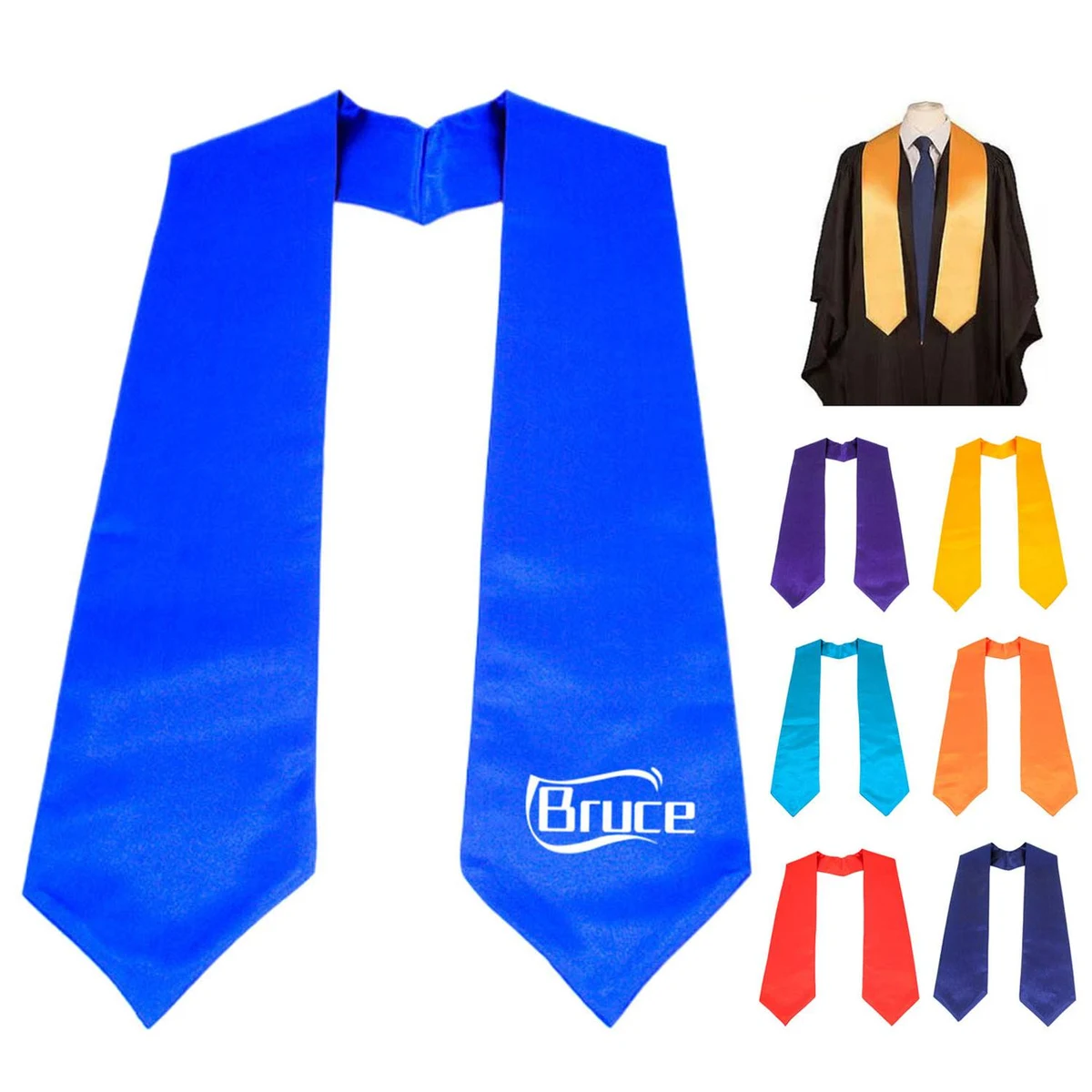 60in Soft Elegant Durable Polyester Graduation Stole 1