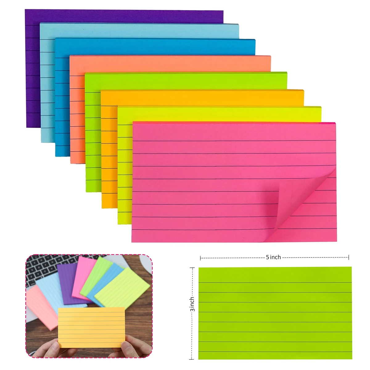 Lined Sticky Notes Index Flash Cards for School Office 1