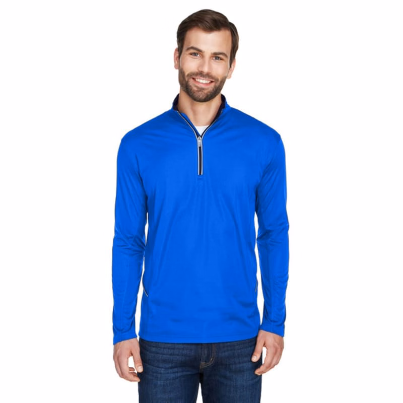 UltraClub Mens Cool & Dry Sport Quarter-Zip Pullover