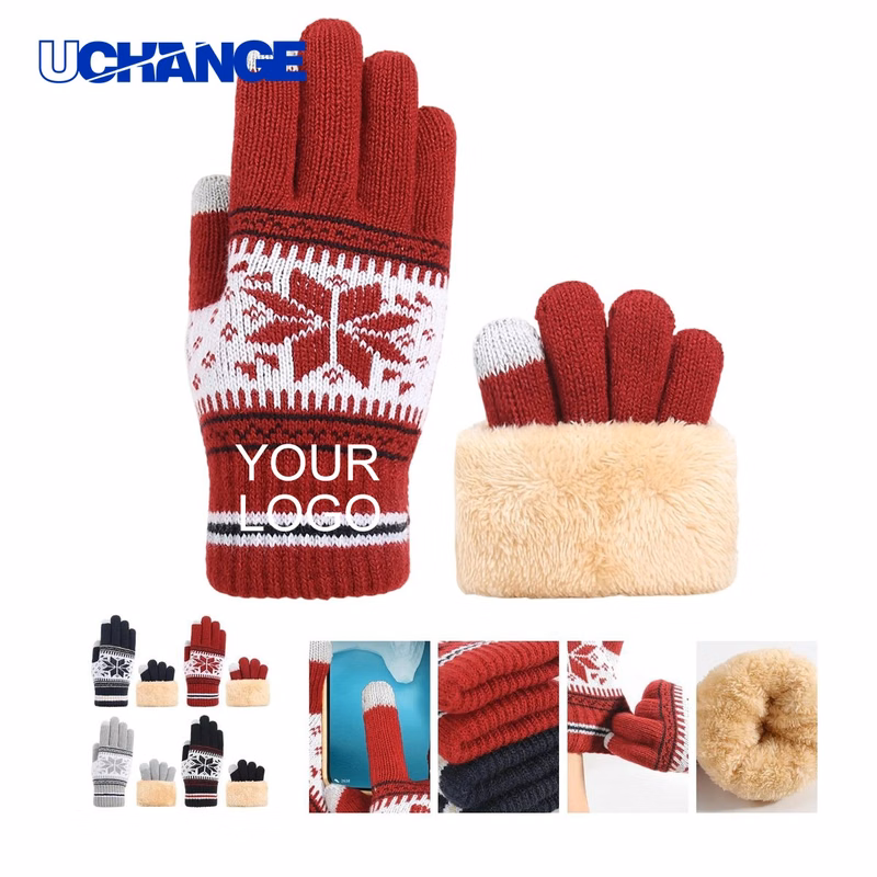 Customizable Touchscreen Gloves Pair 9.85" with Snowflake Design