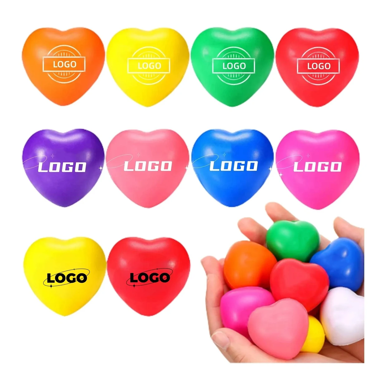 Reusable PU Stress Ball Colorful Heart Star 1