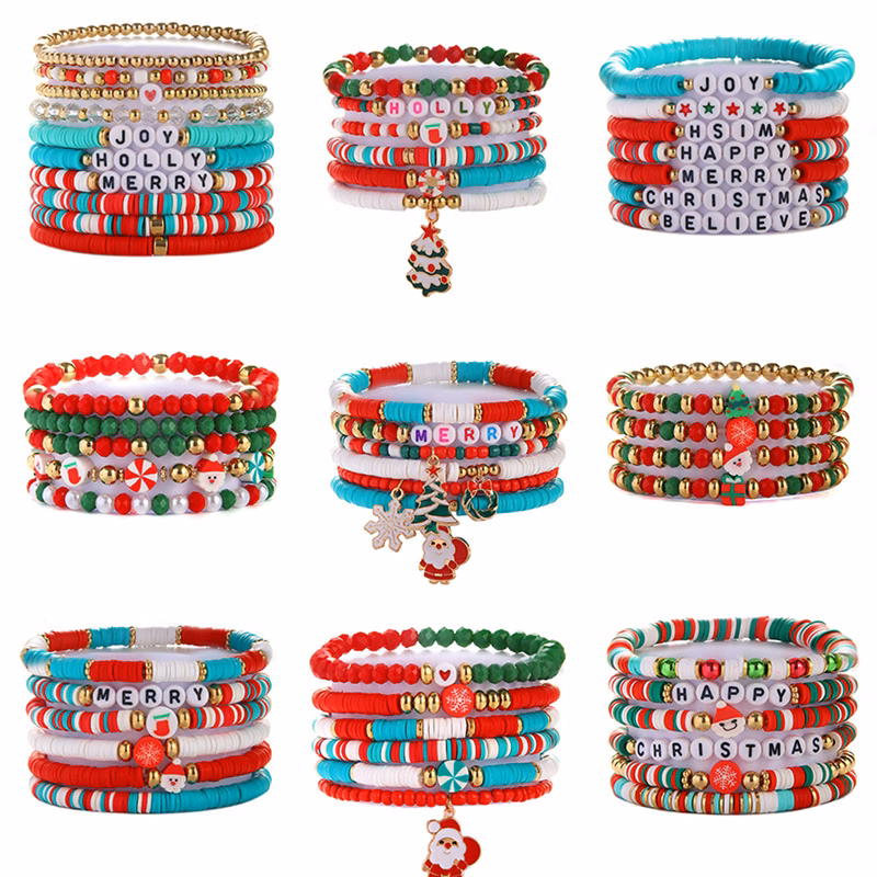 Custom Rainbow Letter Beaded Elastic Bracelets