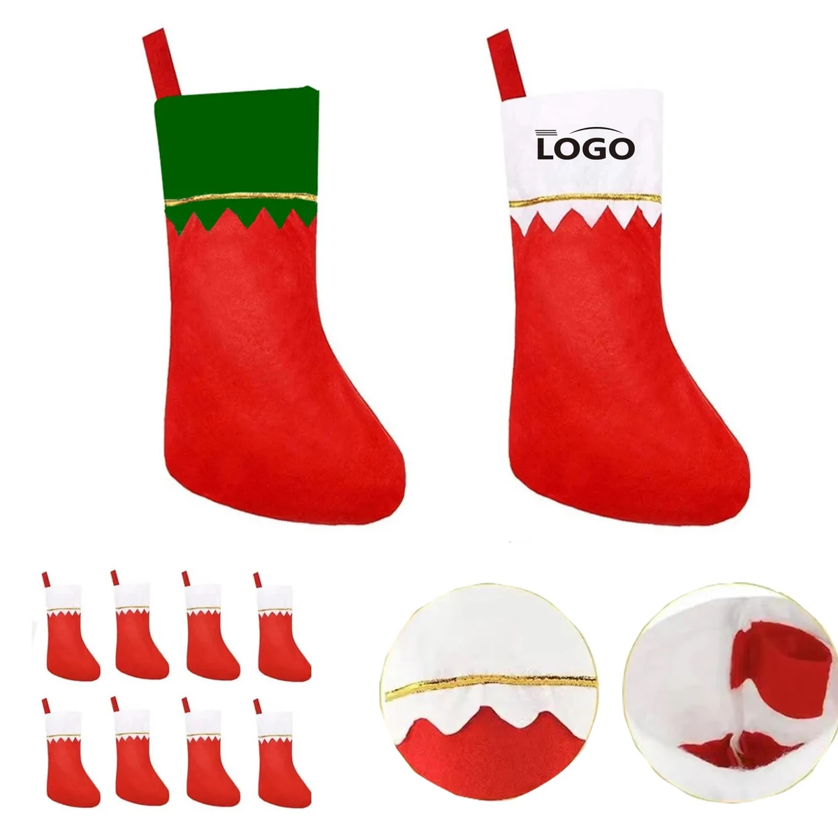 Red Felt Christmas Stockings 10pcs 1