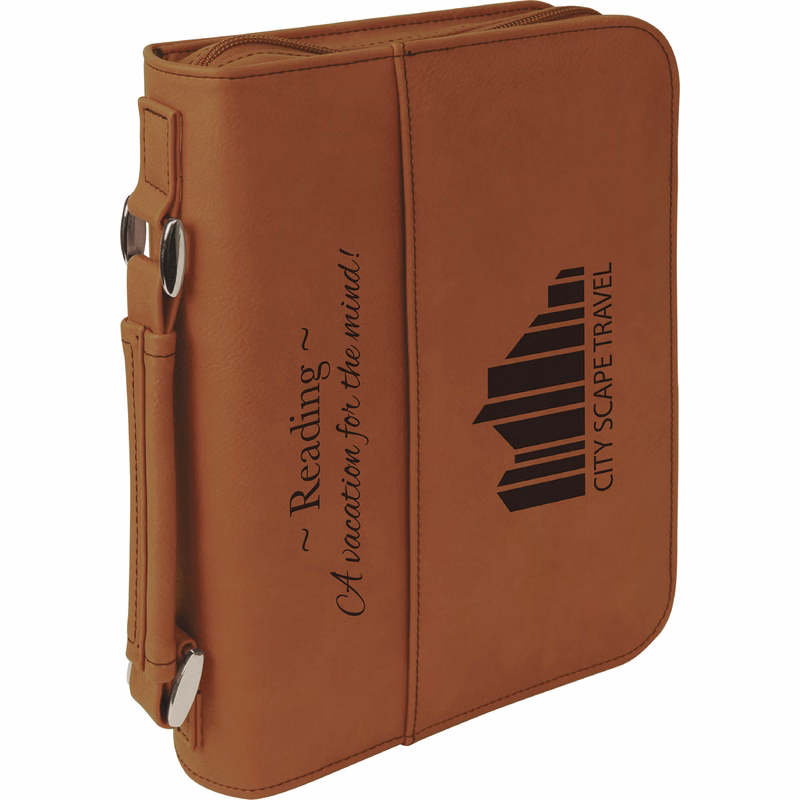 6" x 9" Rawhide Leatherette Book/Bible Cover with Handle & Zipper