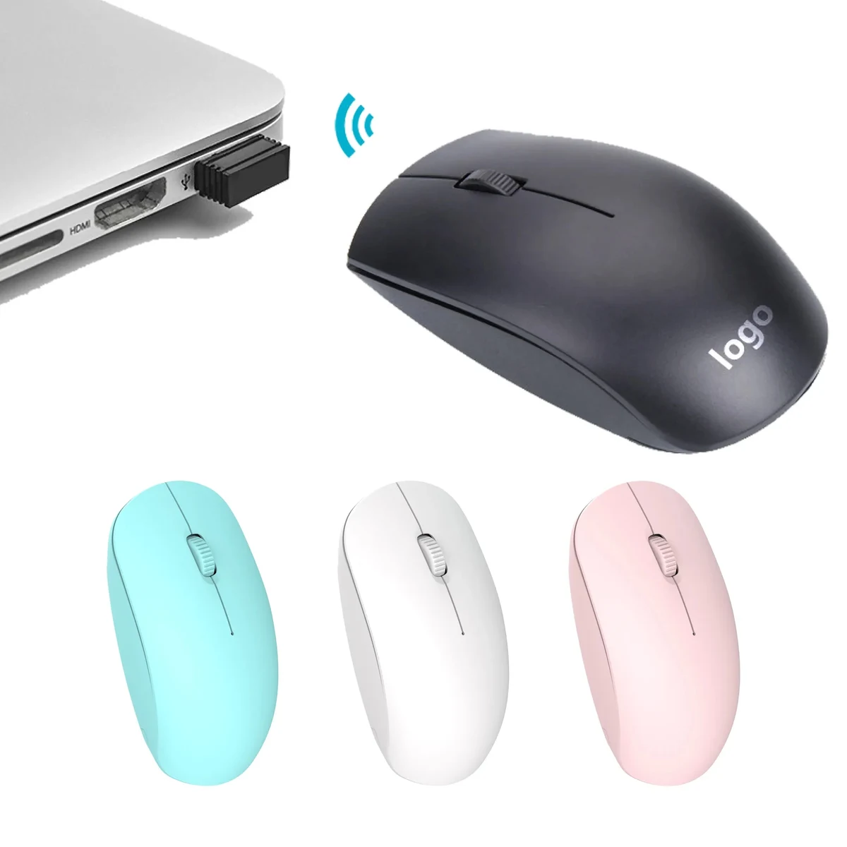 Plug-and-Play Wireless Optical Mouse Receiver PC Office 1