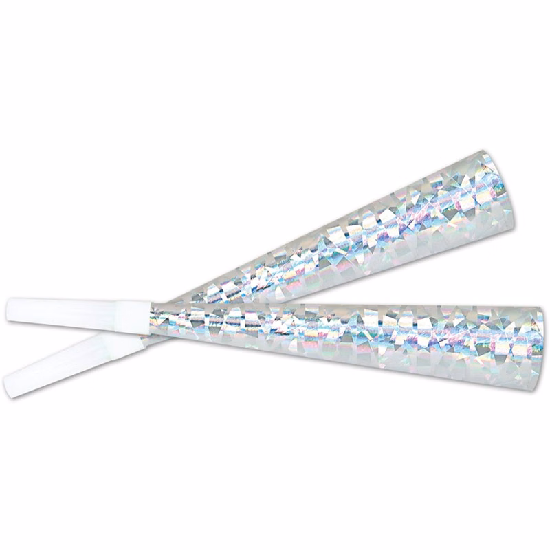 Prismatic Party Horns - Silver 9"