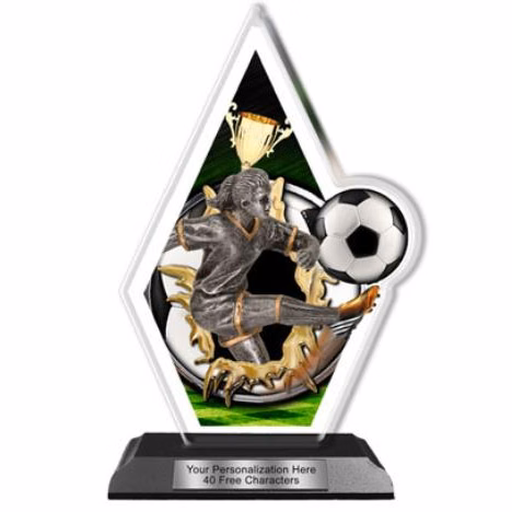 Acrylic Trophy: 6" Quasar, Soccer Female Design, 3
