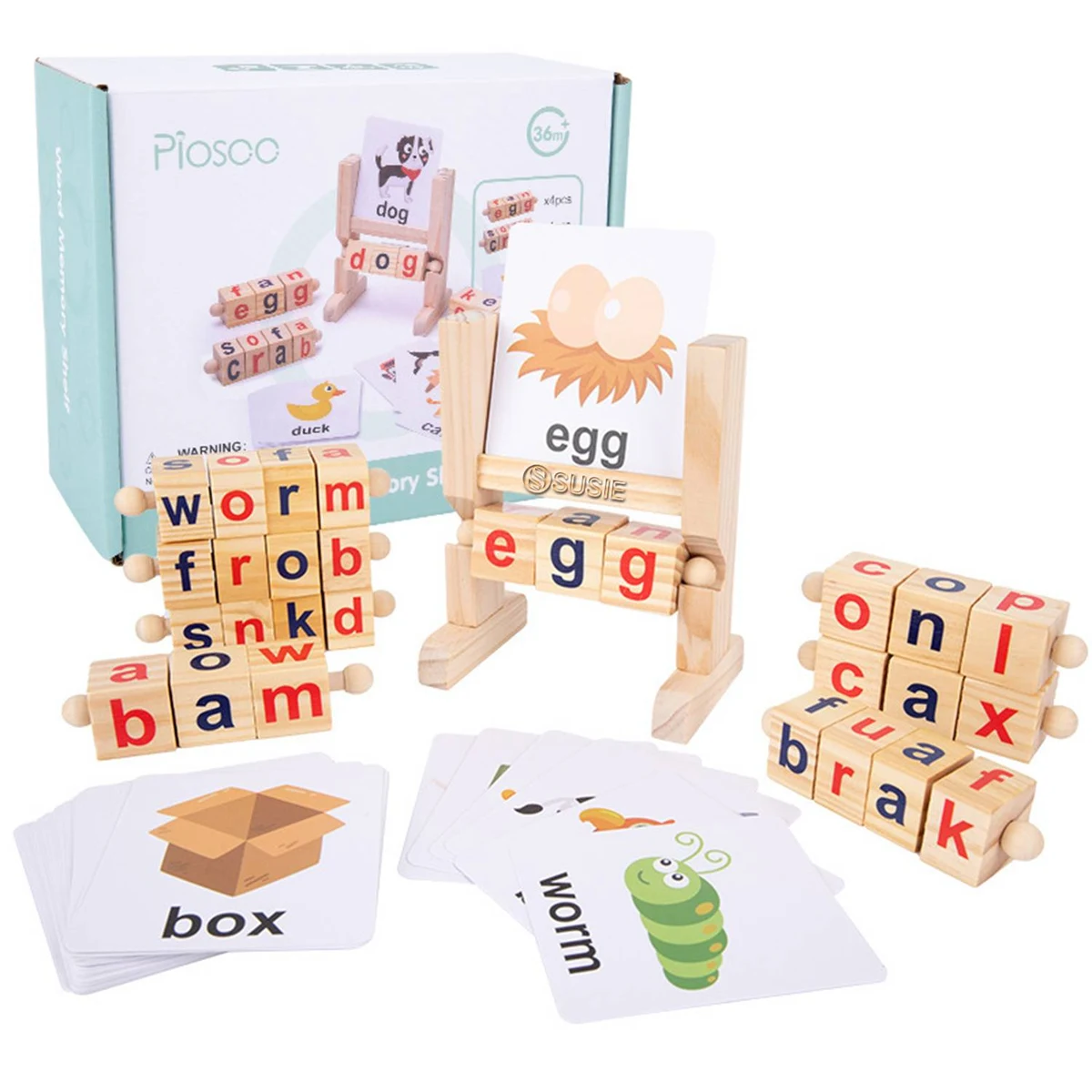 Wooden Spelling Rotating Match Letters Toy Set 1