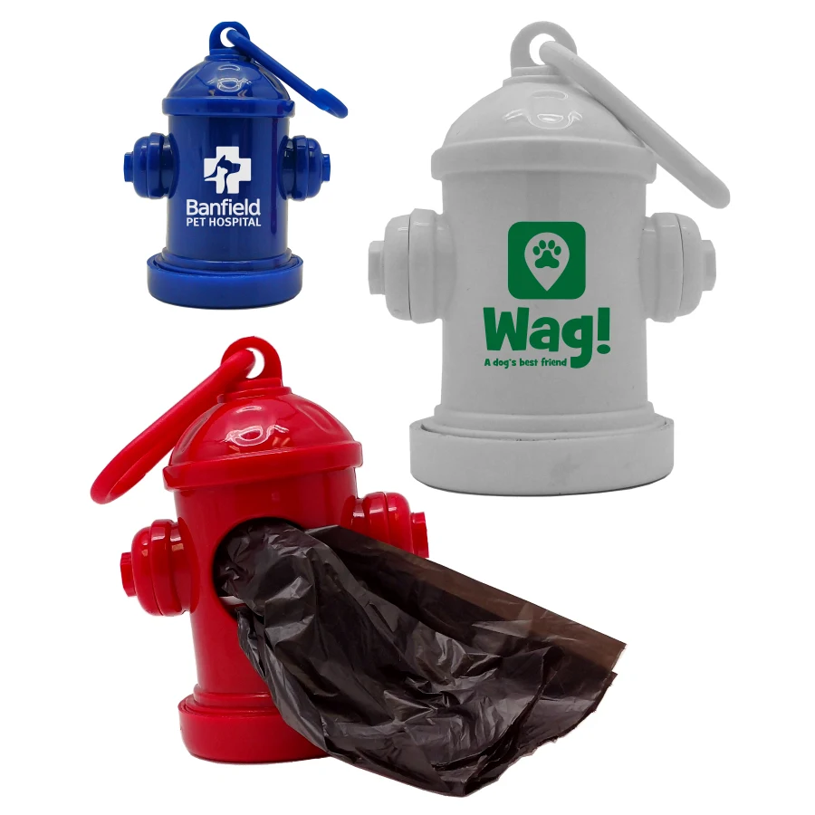 Fire Hydrant Shaped Dog Waste Bag Holder w/Carabiner 1