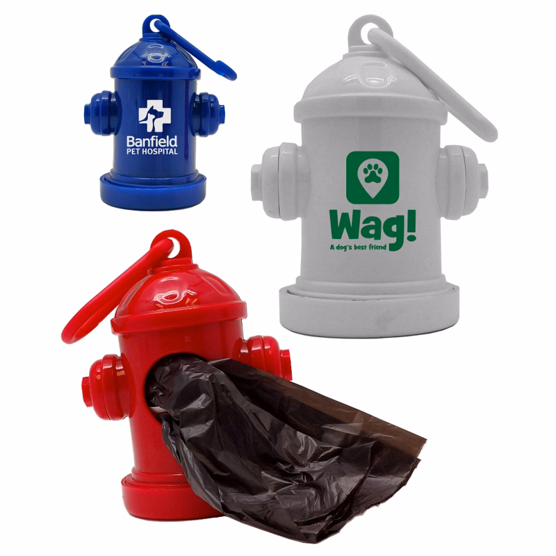 Fire Hydrant Shaped Dog Waste Bag Holder w/Carabiner