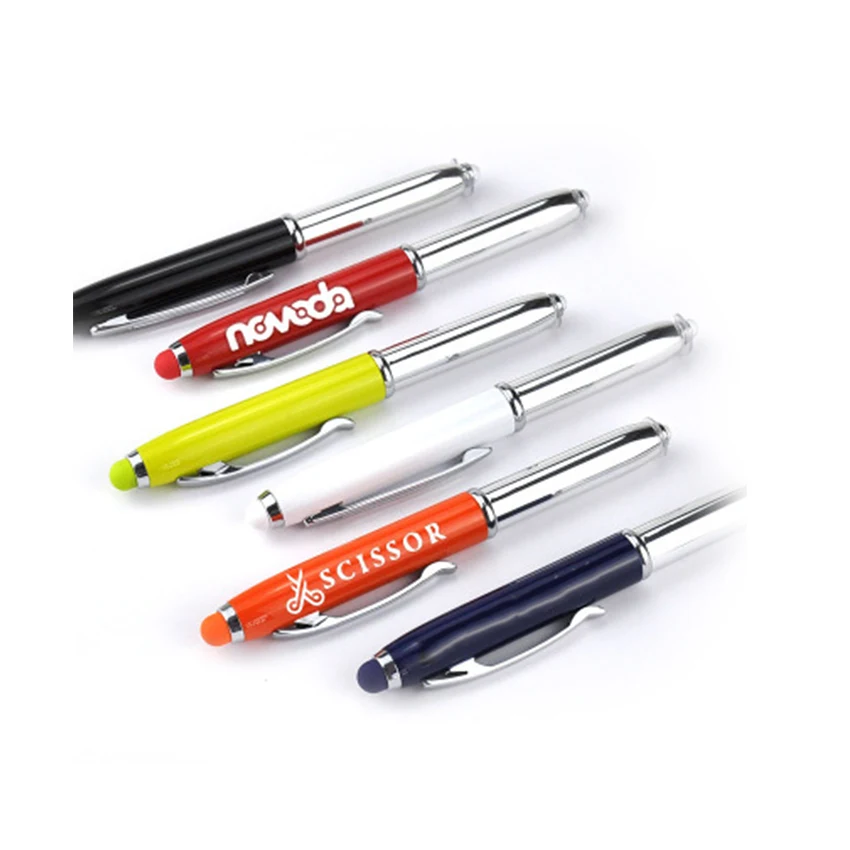 Metal Soft Touch Stylus Ballpoint Pen w/ LED Lights 1
