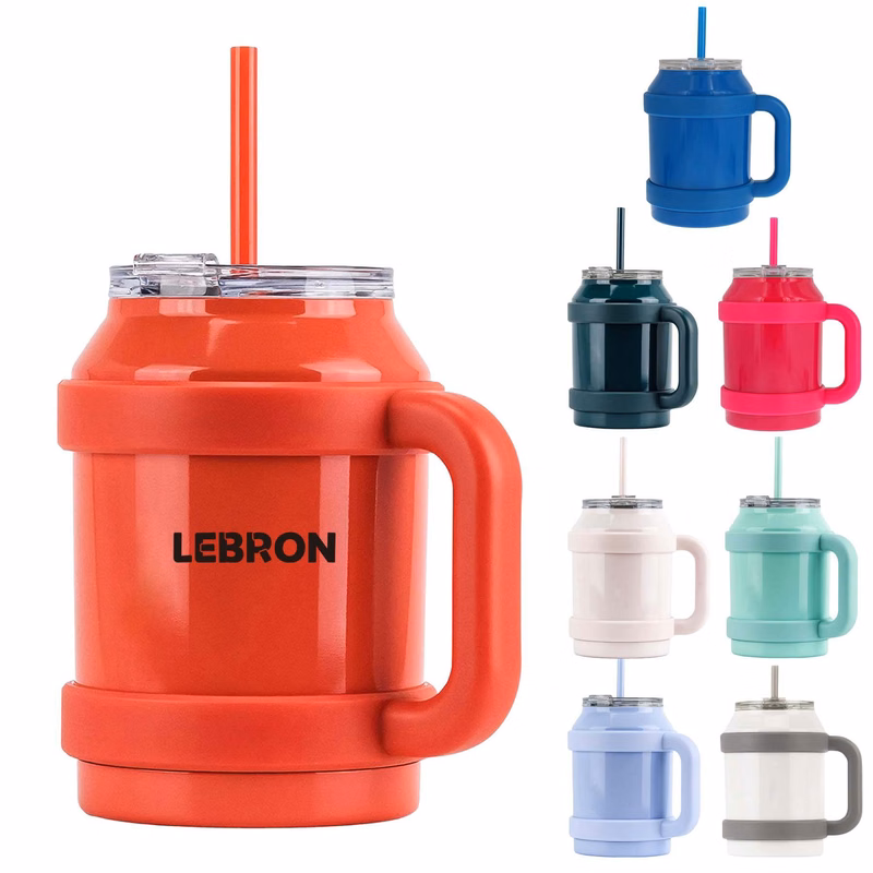 50oz Stainless Steel Mug Tumbler with Handle and Straw