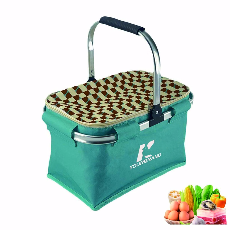 Portable foldable travel shopping cooler bag picnic basket