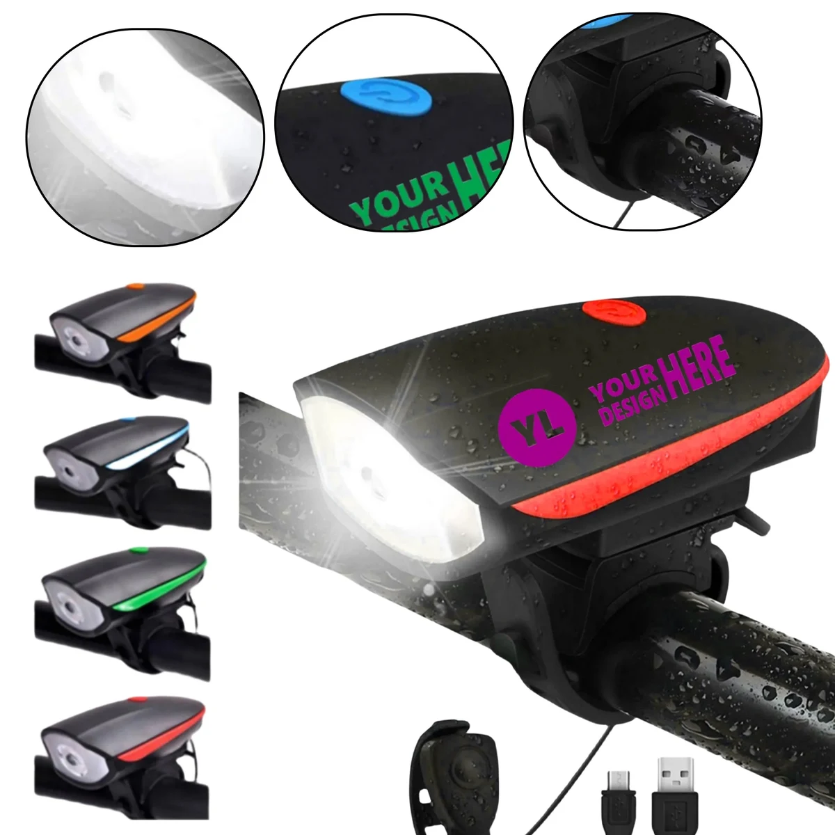 USB Bike Headlight & Horn Bell 1