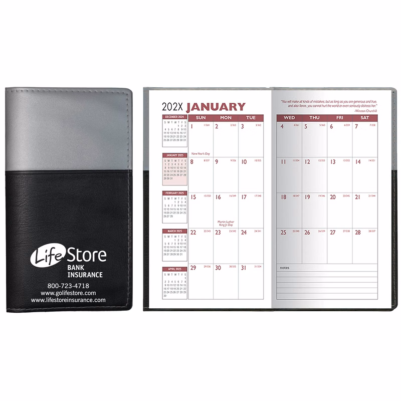 Soft Cover 2 Tone Vinyl France Series Monthly Planner / 2 Color