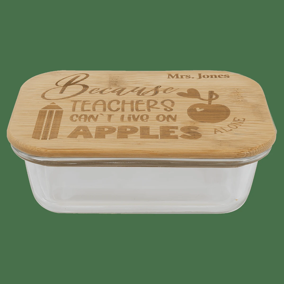 12 oz. Rectangle Glass Container with Bamboo Lid 1