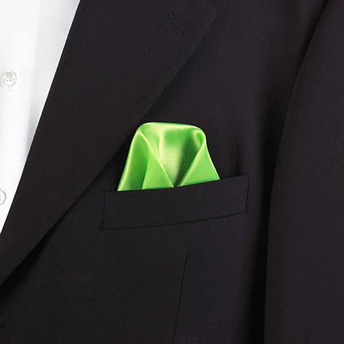 Lime Green Polyester Pocket Square 1