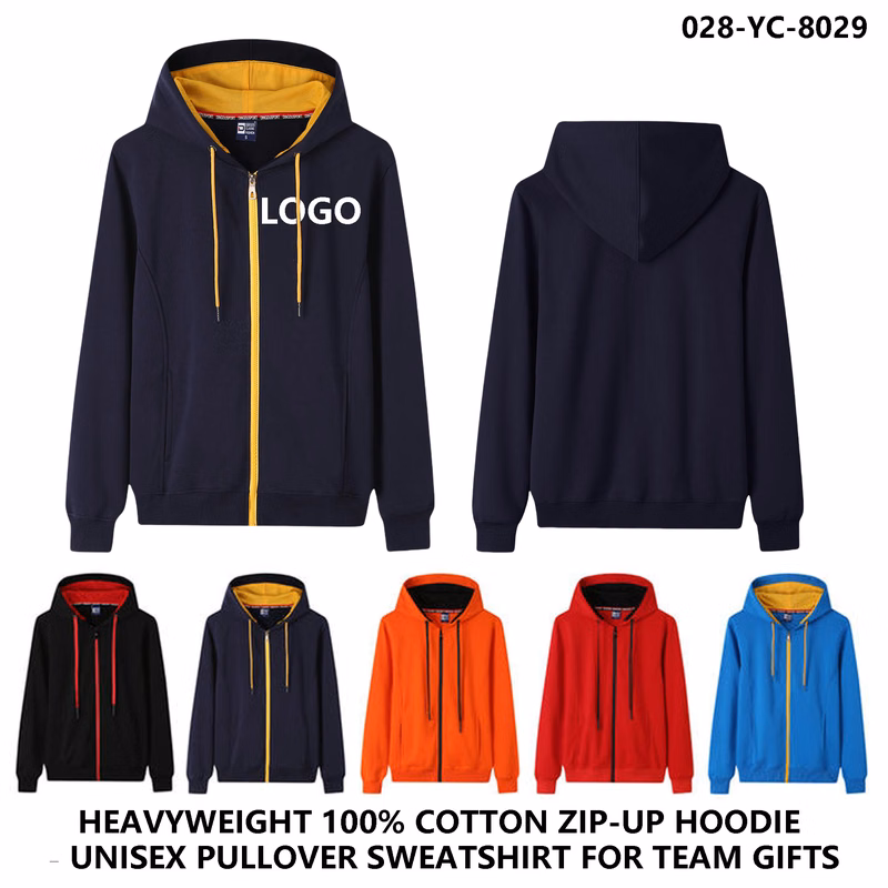 Unisex Custom Logo Cotton Zipper Hoodie-Jacket?CColor Block Style