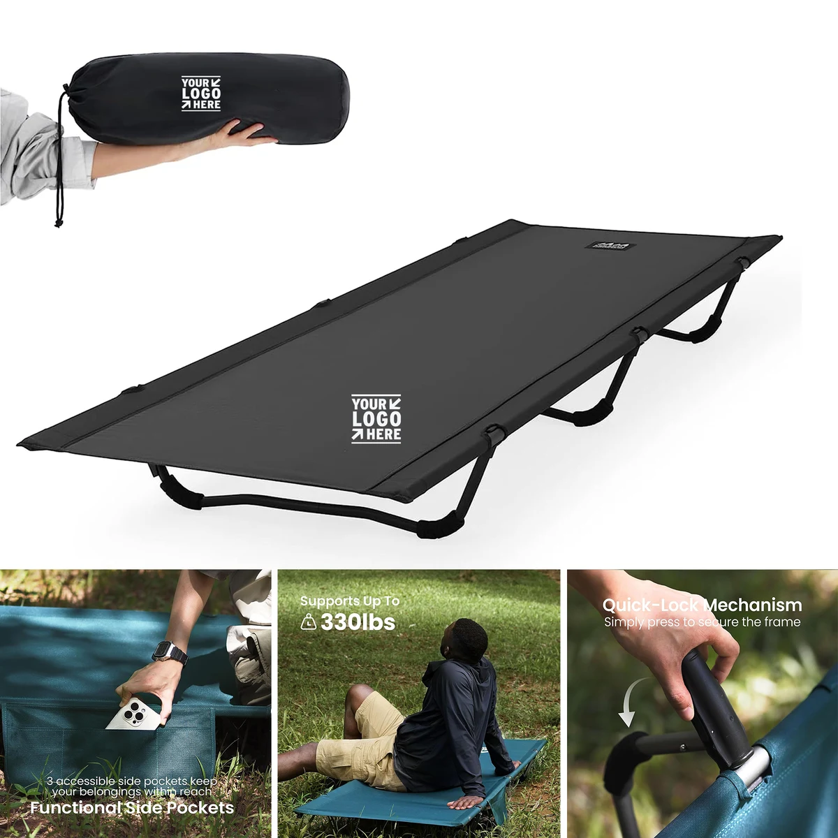 Supports 330lbs A4 Ultralight Outdoor Foldable Backpacking Camping Sleeping Cot 1