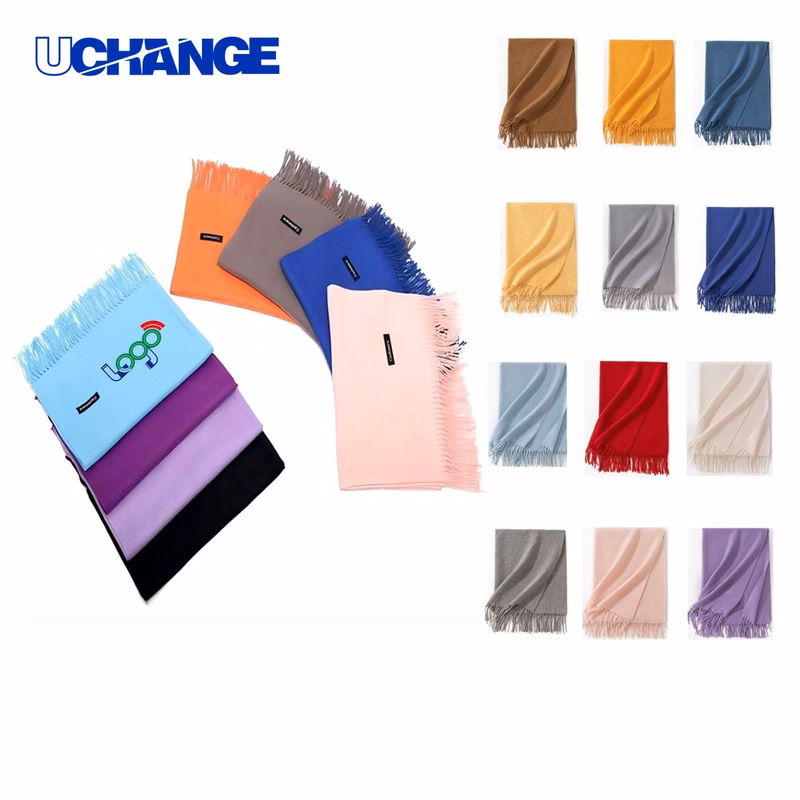 Oversize Cashmere Woven Scarf with Fringes