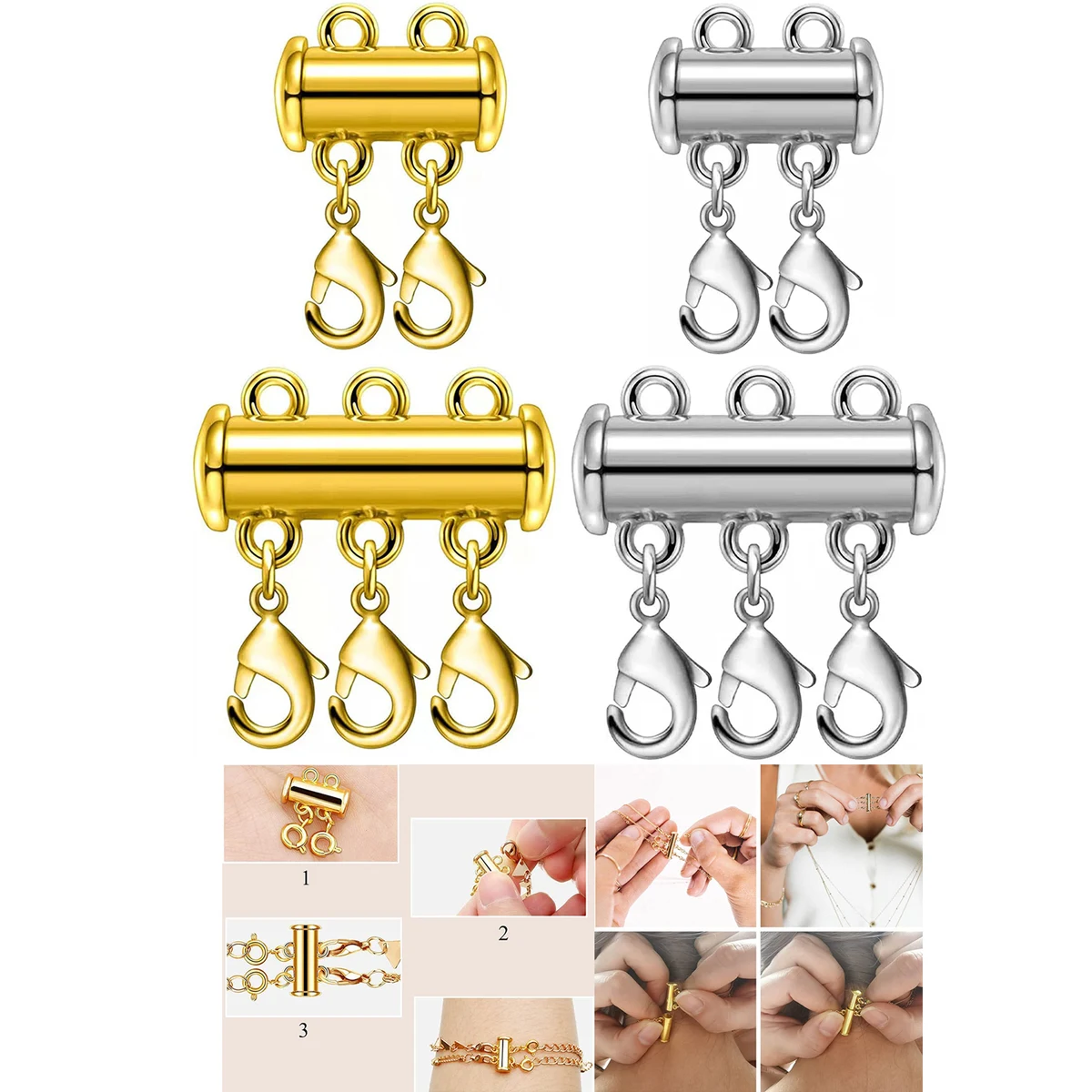 4 Pack Necklace Layering Clasps 1