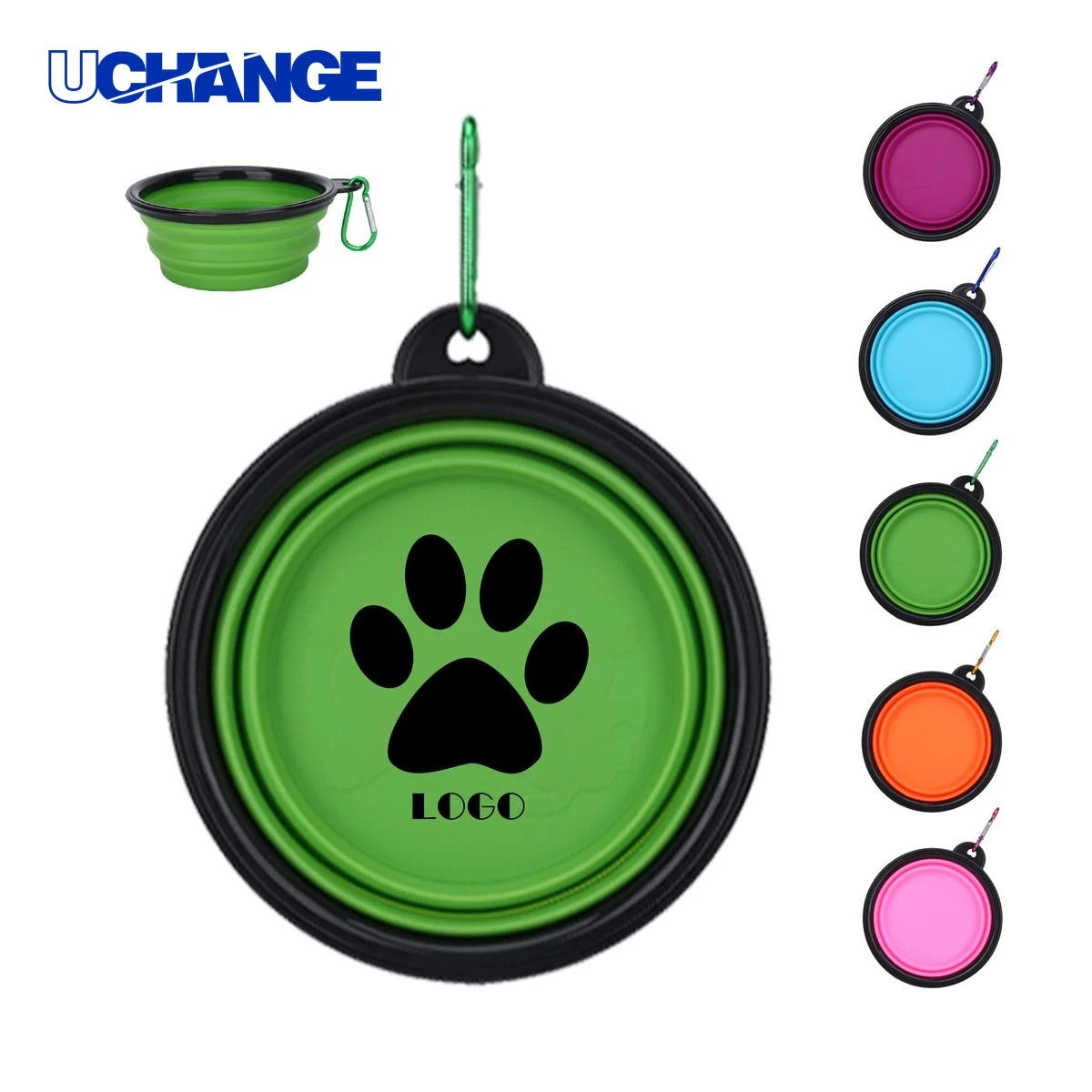 Foldable TPE Pet Bowl with Carabiner for Travel 1