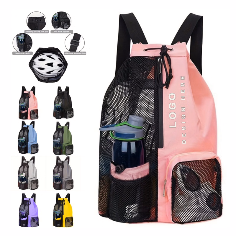 Beach Mesh Drawstring Swim Backpack