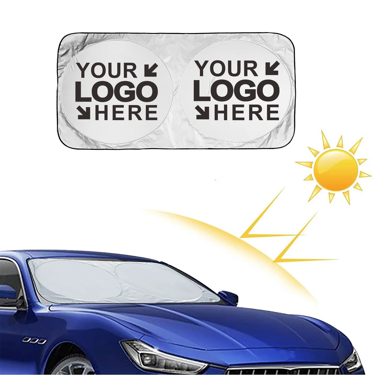 MOQ50Pcs Folding Car Window Sun Shade With Storage Pouch 1