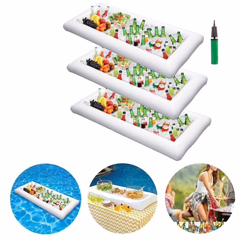 Inflatable Serving Bar Salad Ice Tray Food Drink Container with Inflator