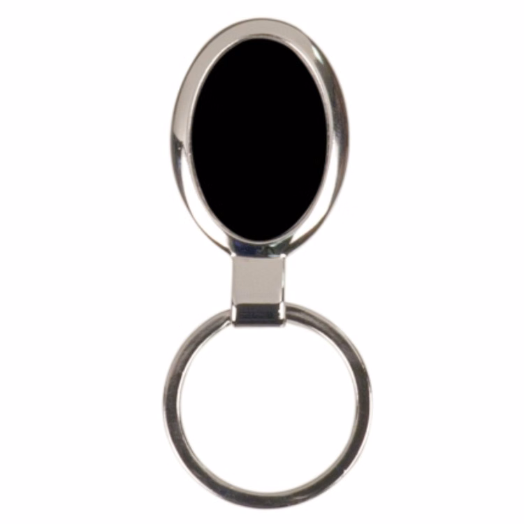 Black Oval Engraved Key Ring