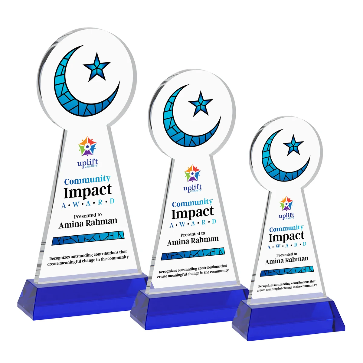 Crescent & Star VividPrint™ Award on Hartford Base - Blue 1