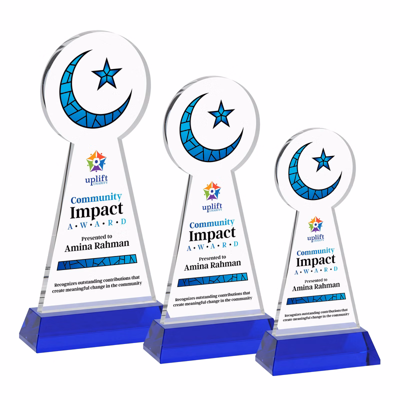 Crescent & Star VividPrint™ Award on Hartford Base - Blue