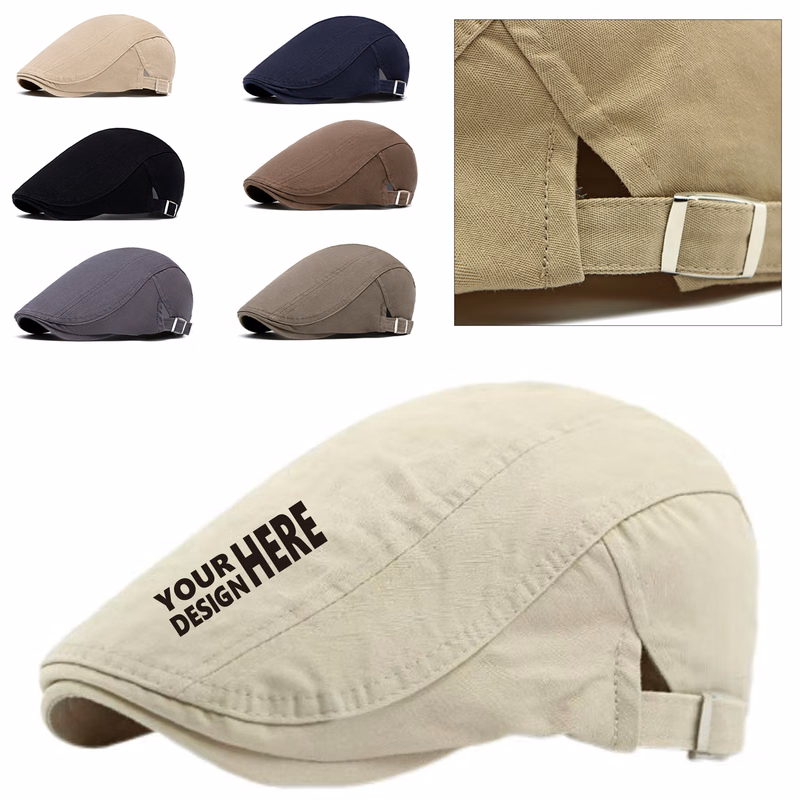 Adjustable Cotton Flat Cap for Men