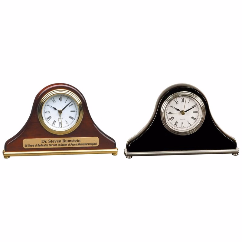 7 1/2" x 4 1/2" Piano Finish Mantel Desk Clock