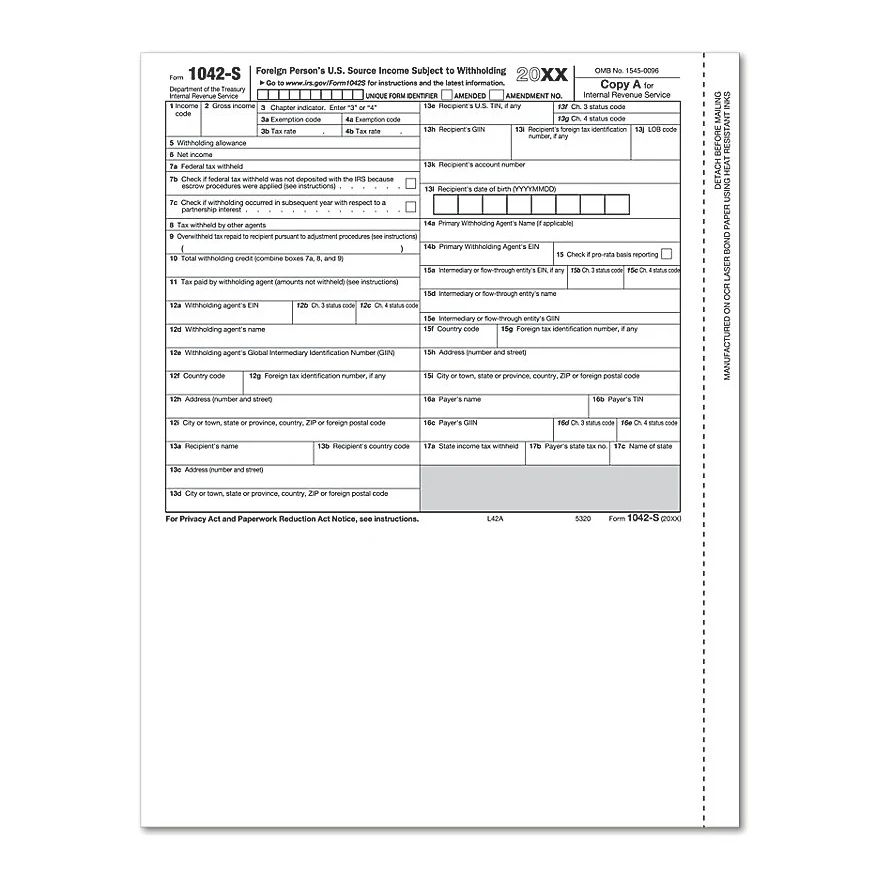 1042-S, Federal Copy A, Laser 1