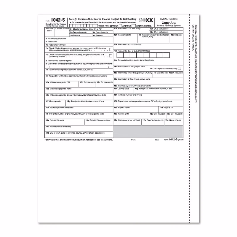 1042-S, Federal Copy A, Laser